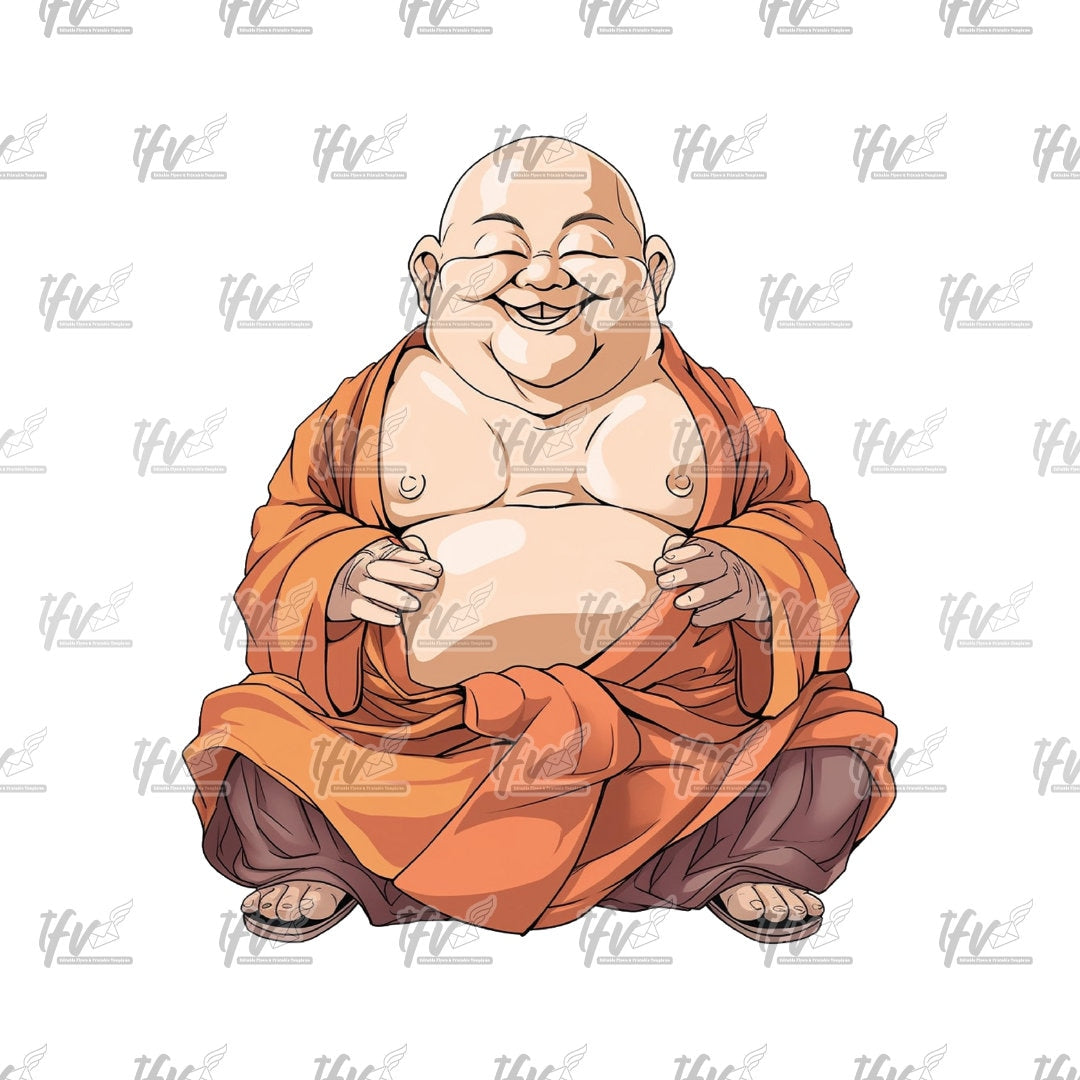 Happy Buddha Clip Art, Spirit Png, Buddha Illustration, Happy Buddha, Buddha, Buddha Sublimation, Sublimation, PNG, Spiritual Png, Cartoon