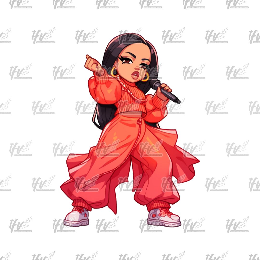 Girly Png, Hip Hop Png, Female Rapper Png, Rap Artist, Png, Sublimation, Cut File, Illustration, Latina Artist Png, Clipart, Digital Art