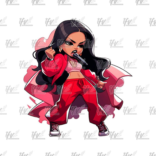 Female Rapper Png, Hip Hop Png, African American, Rap Artist, Png, Sublimation, Cut File, Illustration, Animation Png, Clipart, Digital Art