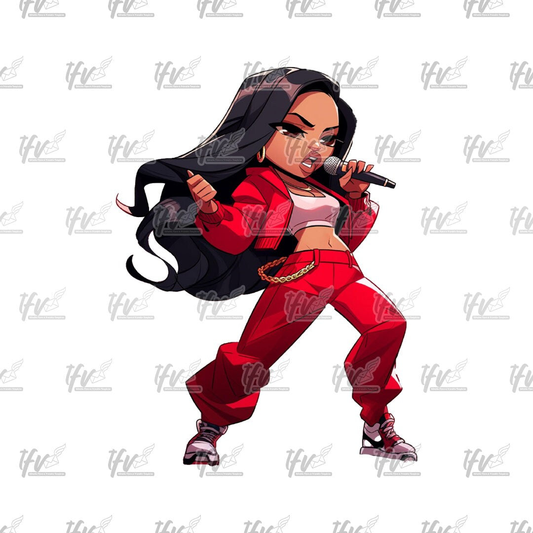 Rapper Png, Hip Hop Png, Female Rapper, Singer Png, Latina Artist, Sublimation, Cut File, Illustration, Music Png, Clipart, Digital Art