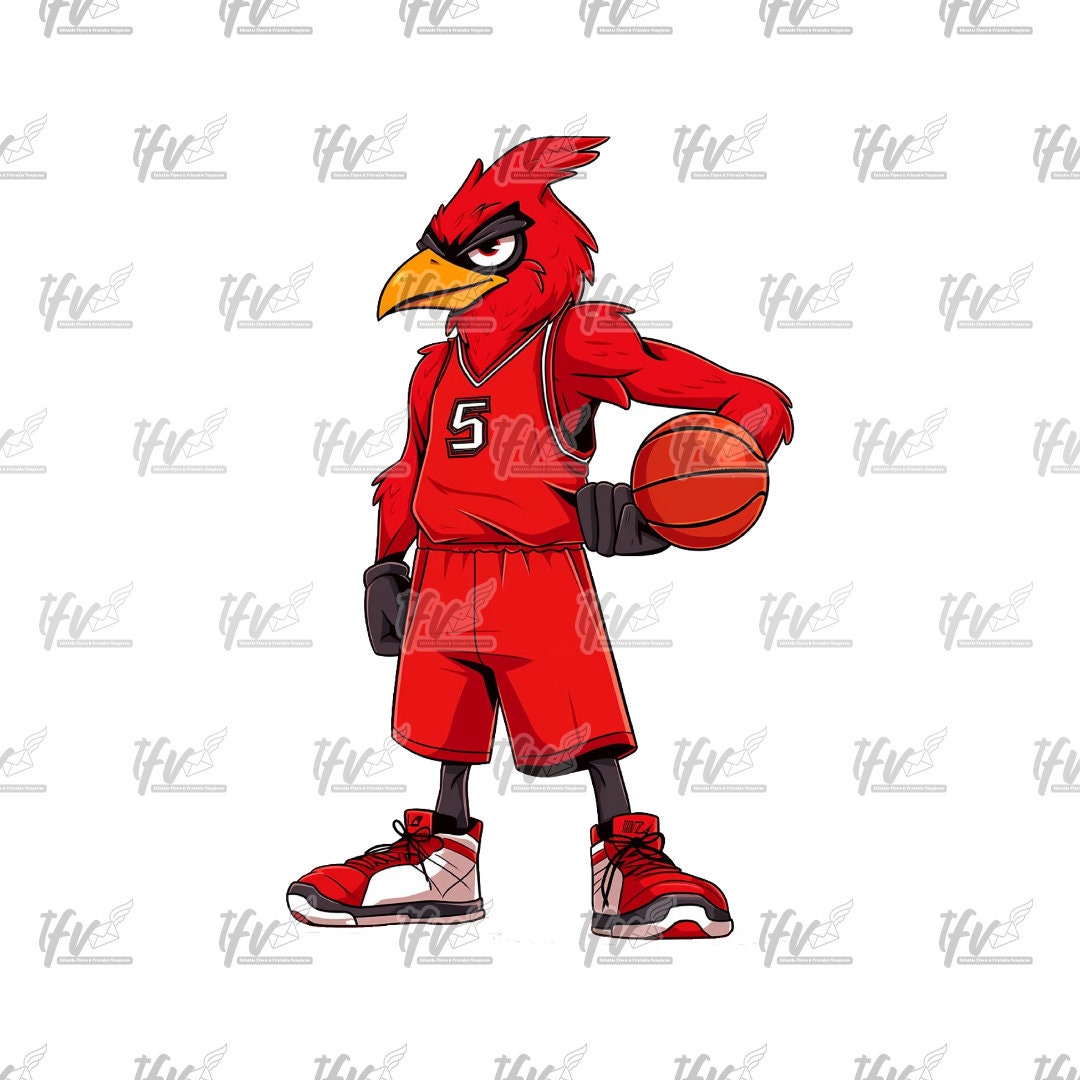 Basketball Player Clip Art, Cardinal, Cardinal Clip Art, Fun ClipArt, Sublimation, Basketball Art, Cut File, Basketball Player Illustration