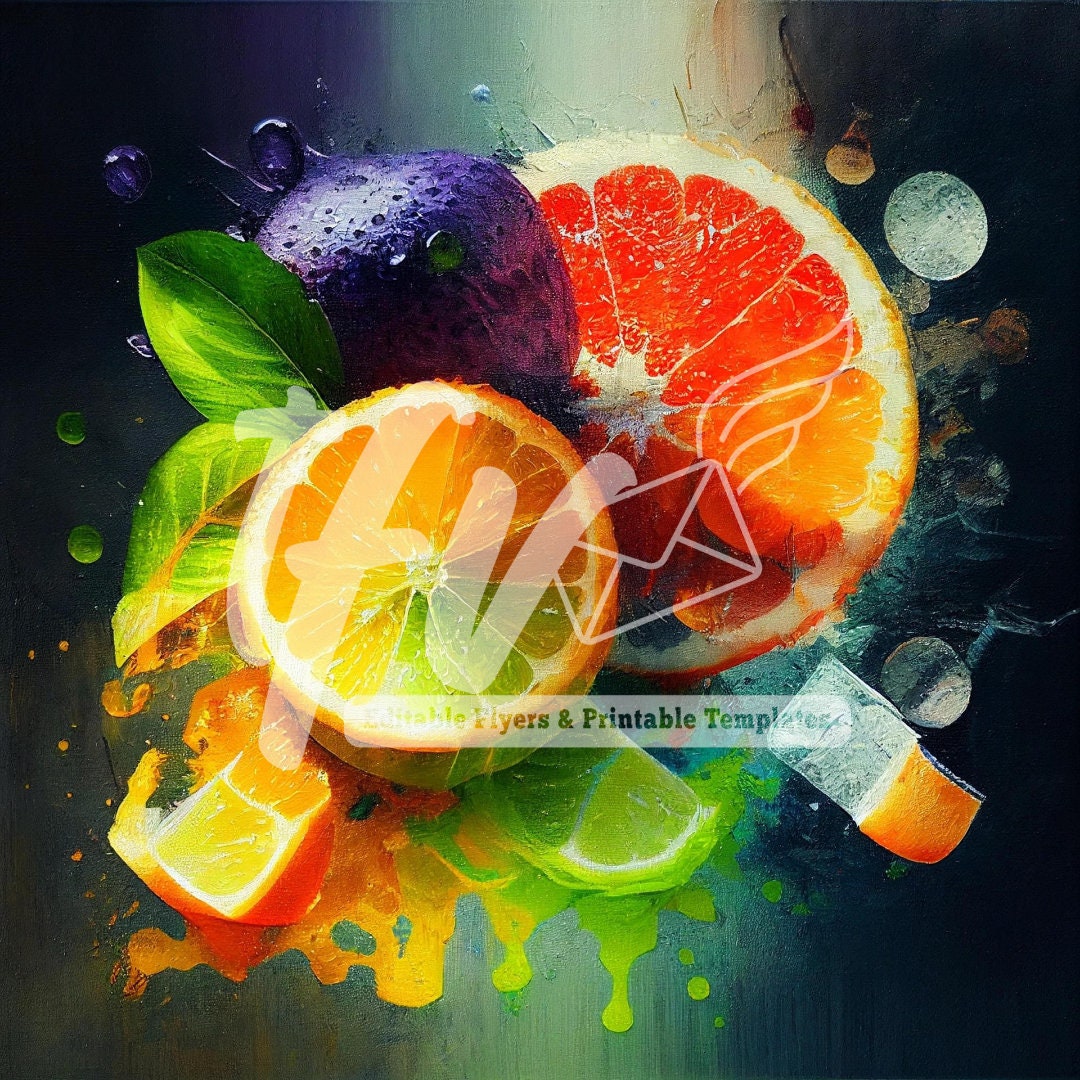 Fruit Watercolor Painting, Digital Print, Abstract Painting, Fruit Painting, Fruit Design, Fresh Produce, Instant Download, Printable Art