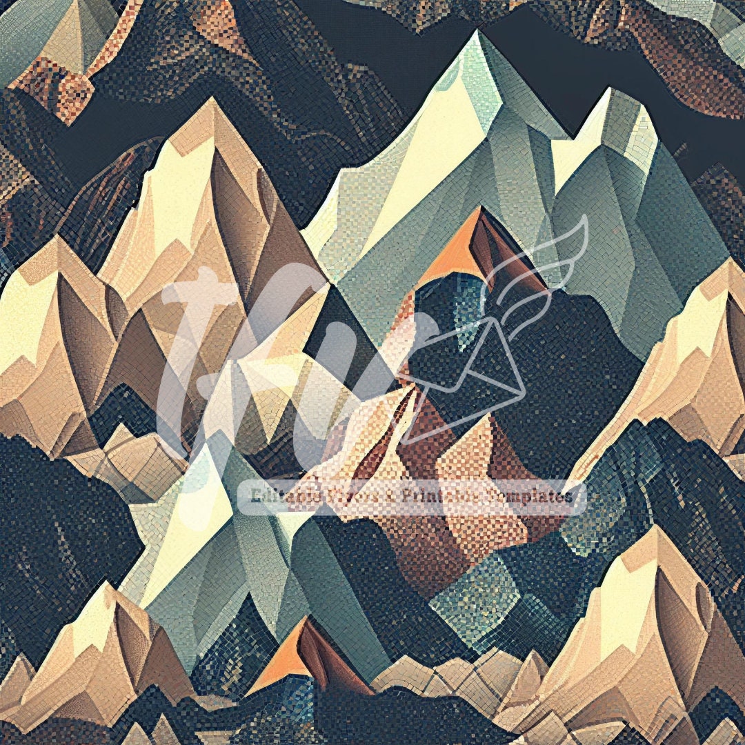 Geo Mountains, Digital Art, Instant Download, Mountains Background, Mountain Art, Lodging Art, Geometric Art, Print Pattern, Abstract Art
