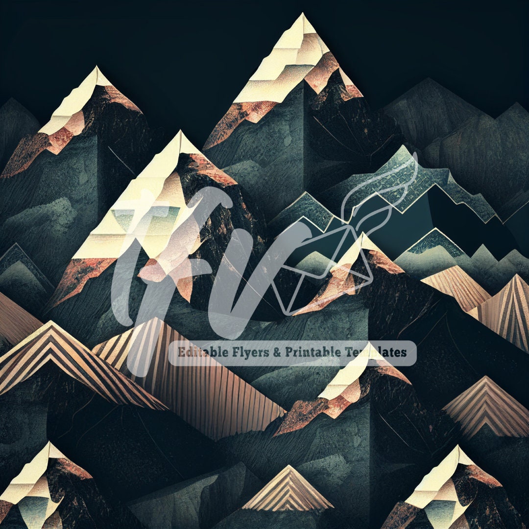 Dark Mountain Abstract Geometric Mountains, Abstract Print Pattern, Abstract Background, Abstract Print Pattern, Instant Download, Printable