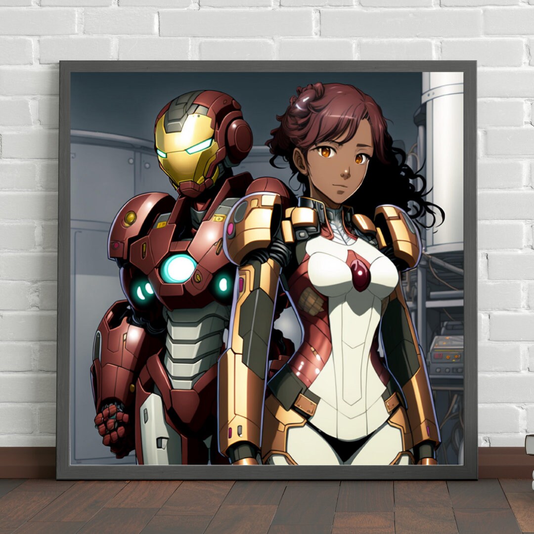Comic Art, Iron Heart, Black Anime, Black Comic Art, Digital Art, Instant Download, Sublimation, African American Art, Fantasy Art, PNG