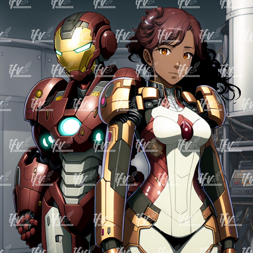 Comic Art, Iron Heart, Black Anime, Black Comic Art, Digital Art, Instant Download, Sublimation, African American Art, Fantasy Art, PNG