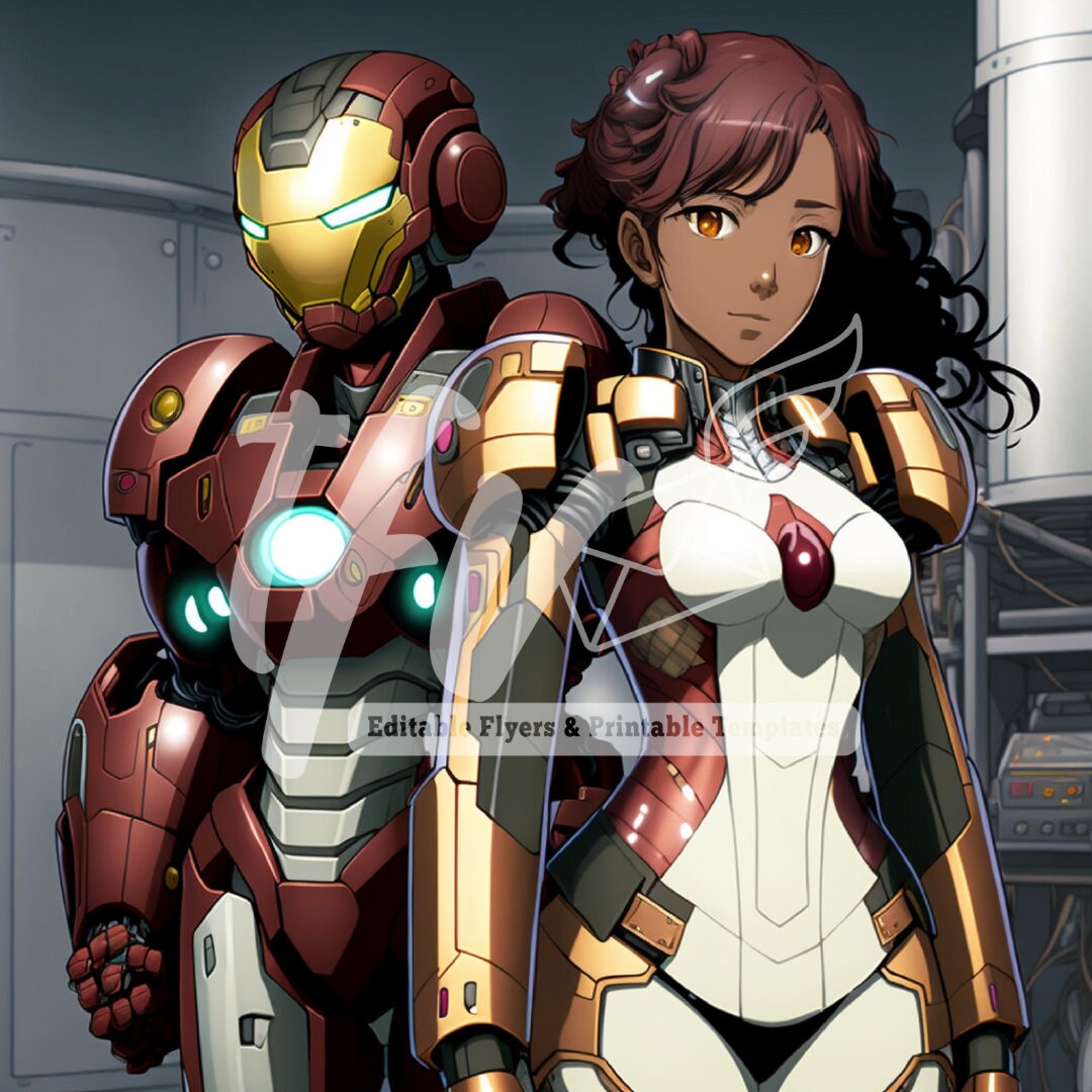 Comic Art, Iron Heart, Black Anime, Black Comic Art, Digital Art, Instant Download, Sublimation, African American Art, Fantasy Art, PNG