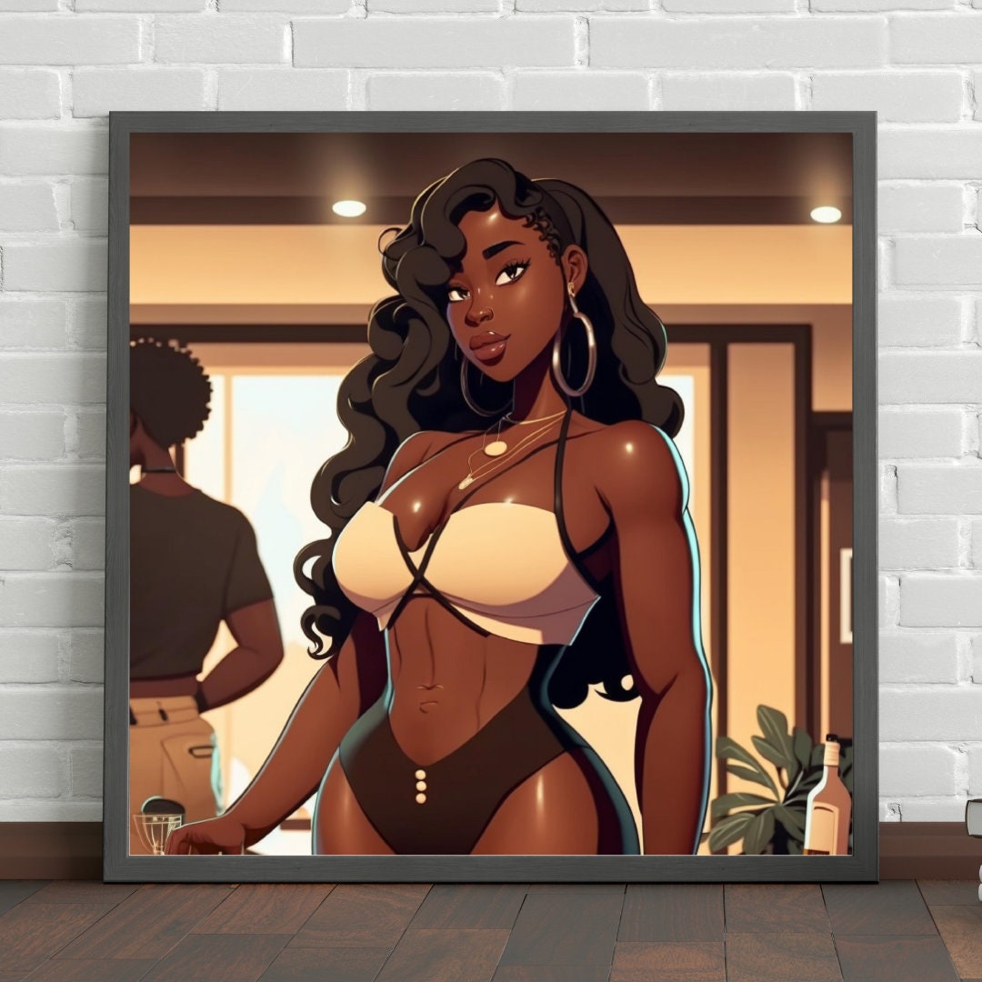The Stallion Png, Black Art, Black Woman Comic Character, Black Woman Anime, Sublimation, Black Art Png, African American Anime, Clip Art