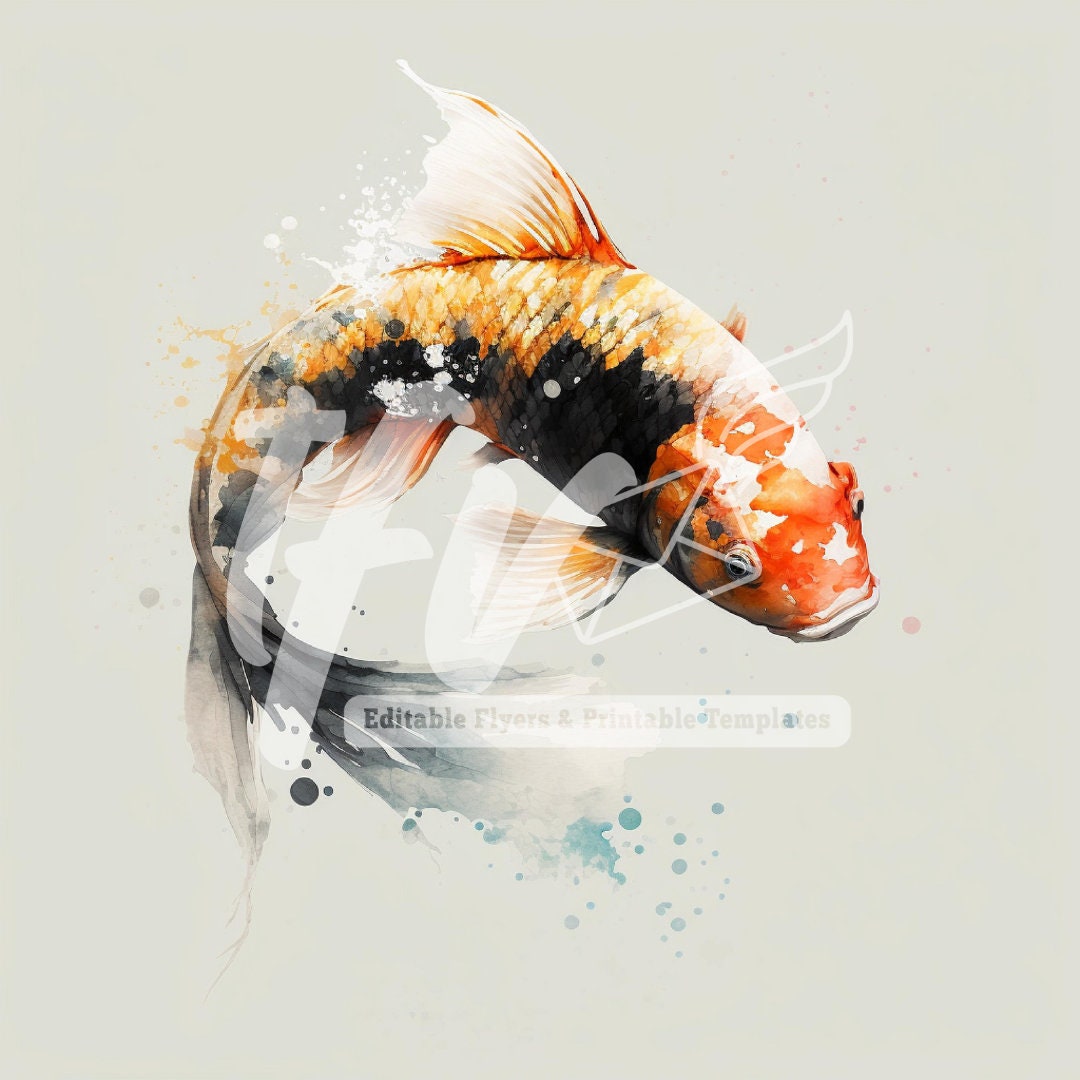 Koi Fish Digital Art, Watercolor Koi Fish, Digital Art, Koi Fish Png, Koi Fish Painting, Koi Fish, Sea Watercolor Painting, Koi Fish Art