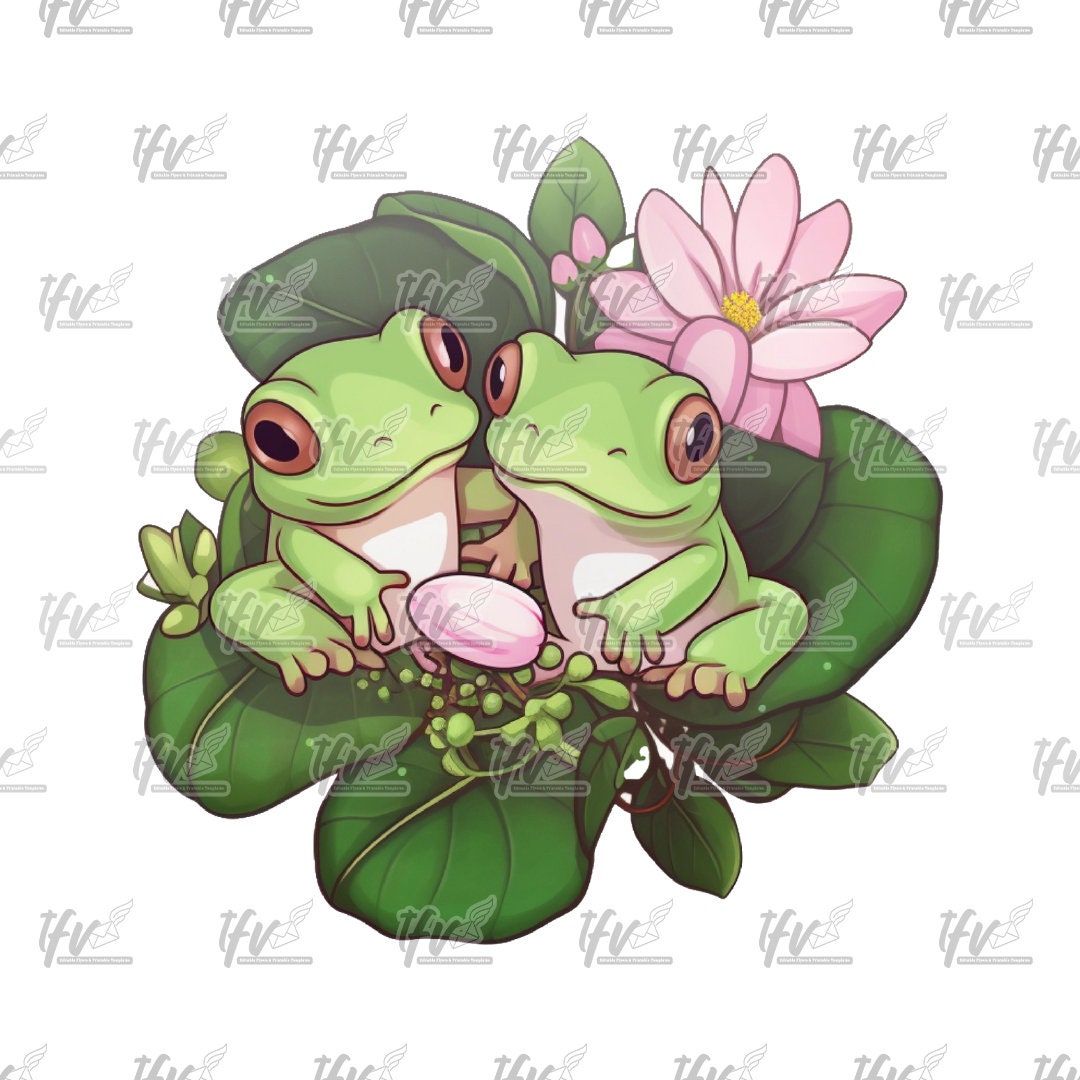 Frogs Png, Cute Frogs Png, AKA Png, Animal Png, Png, Sublimation, Cut File, Lily Pad, Illustration, Animation Png, Clipart, Digital Art