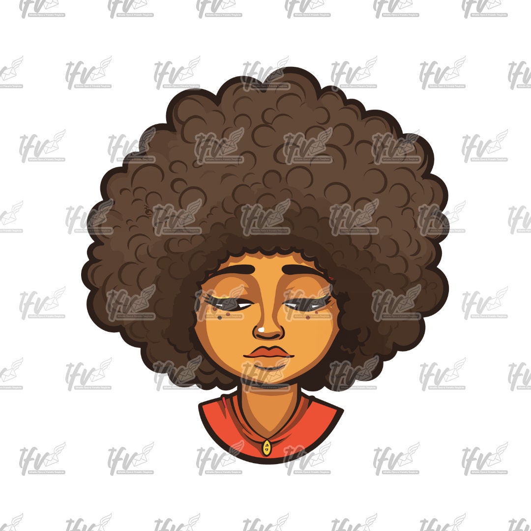 Afro Png, Black Hair, African American Cartoon, Melanin, Png, Sublimation, Cut File, Illustration, Animation Png, Clipart, Digital Art
