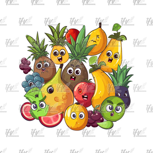 Cool Fruit, Fruit Png, Fruit ClipArt, Fruit Group Sticker, Fruit Sticker, Tropic Fruit Art, Fruit Sublimation, Sublimation, Instant Download