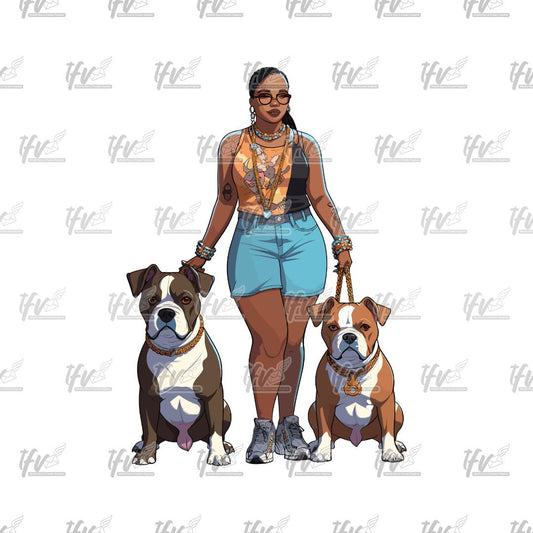 Dog Clip Art, Black Woman Clip Art, Hip Hop Png, Black Clip Art, African American ClipArt, Sublimation Art, Cut File, Illustration, Cartoon