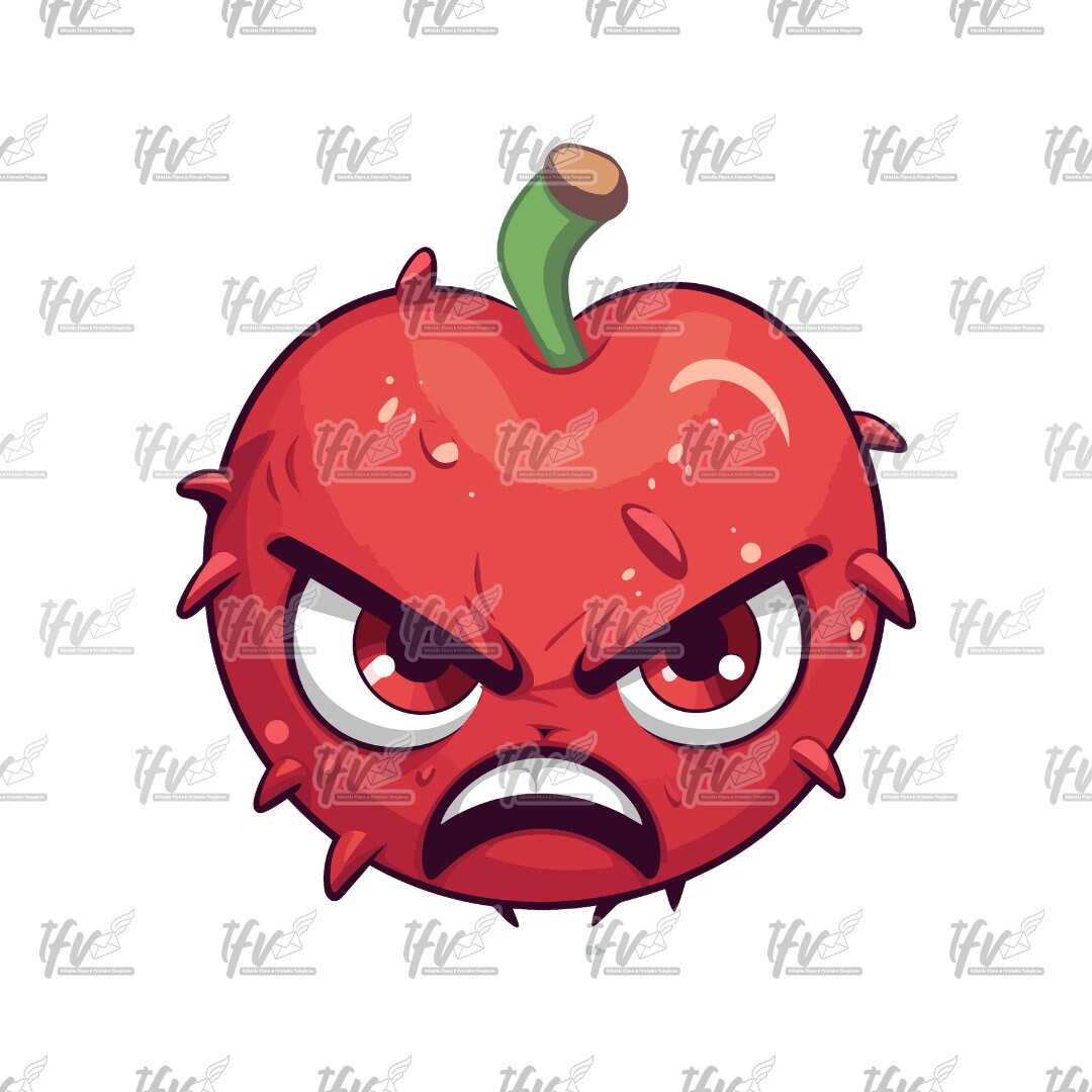 Angry Cherry Png, Cherry Clip Art, Cherry Sublimation, Sublimation Png, Instant Download, Cherry Illustration, Cherry Cartoon Character, Png
