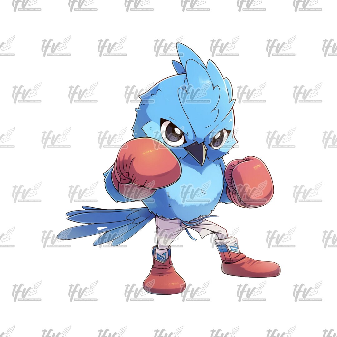 Boxing Blue Jay, Fighting Bird Clip Art