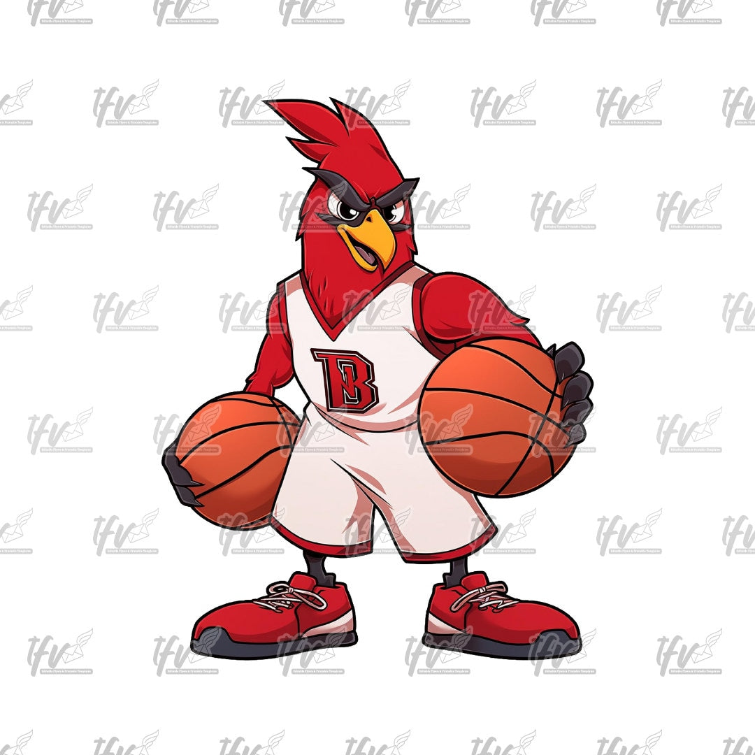 Red Bird Clipart, Cardinal Png, Basketball Player, Basketball Mascot, Team Mascot Png, Team Logo, Sublimation, Firebird, BSU, Louisville Png