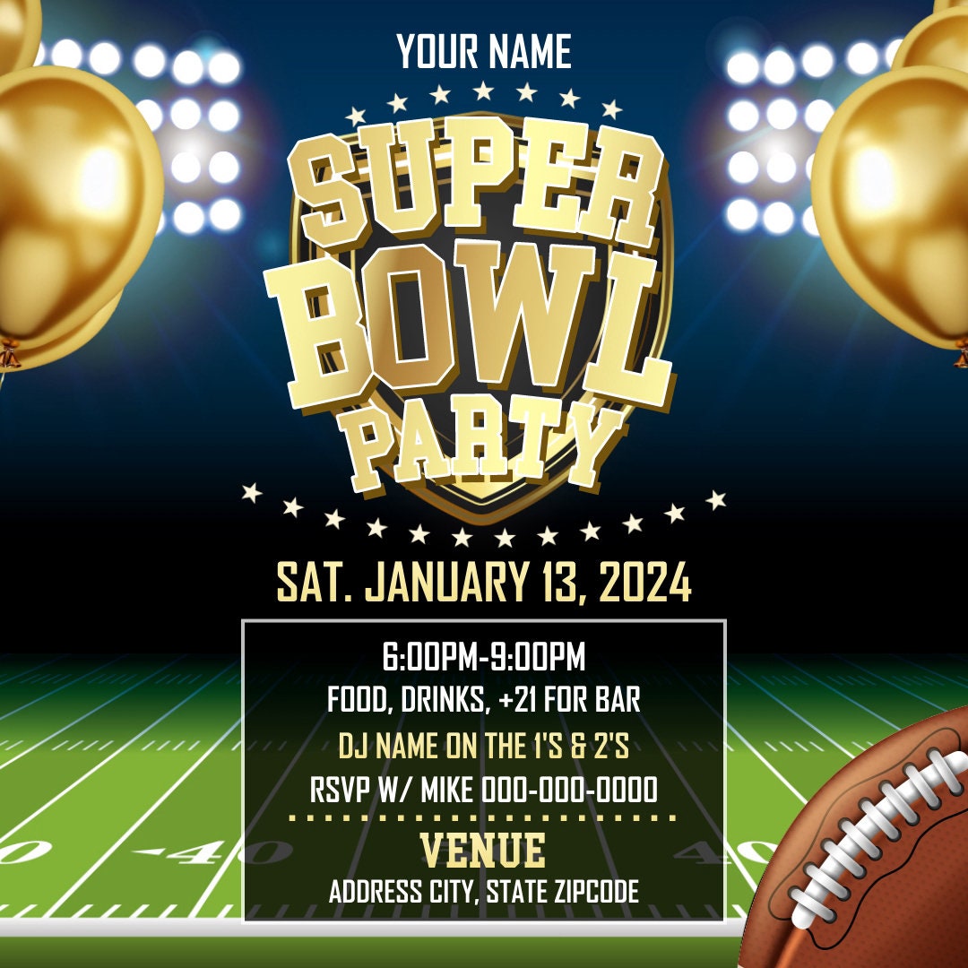 Super Bowl Party Invitation – Editable Template (Corjl Design)