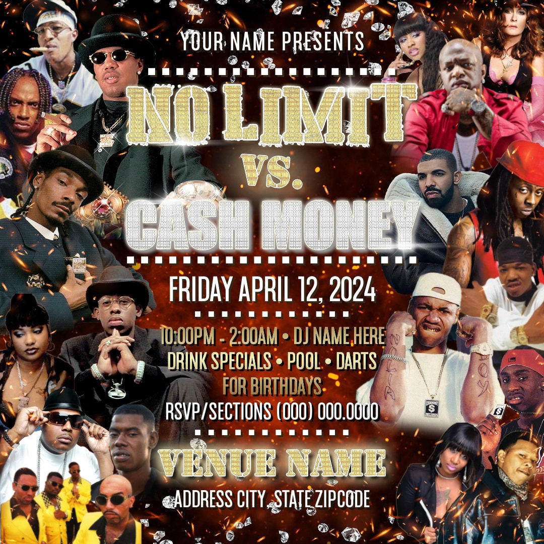 Cash Money Vs No Limit Party Flyer – Editable Corjl Template