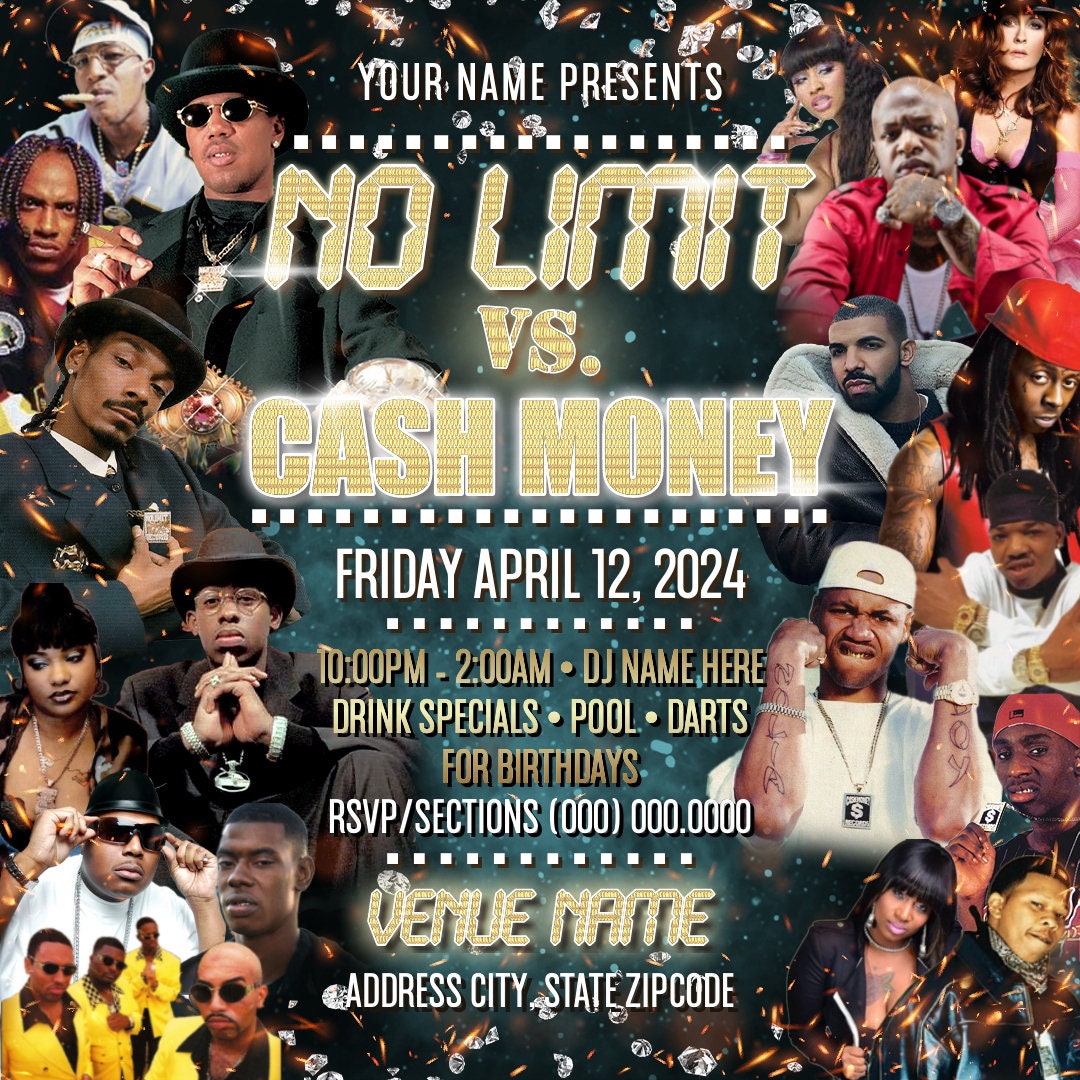 No Limit Vs Cash Money Party Flyer – Editable Corjl Template