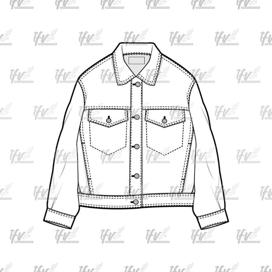 Mens Denim Jacket, Streetwear Mockup, Apparel Mockup, Vector Illustration, Technical Drawing, Tech Pack, Procreate Files, Digital Fashion