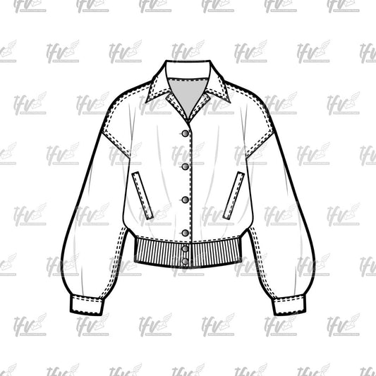 Ladies Designer Jacket, Streetwear Mockup, Apparel Mockup, Vector Illustration, Technical Drawing, Tech Pack, Procreate Files, Digital Art