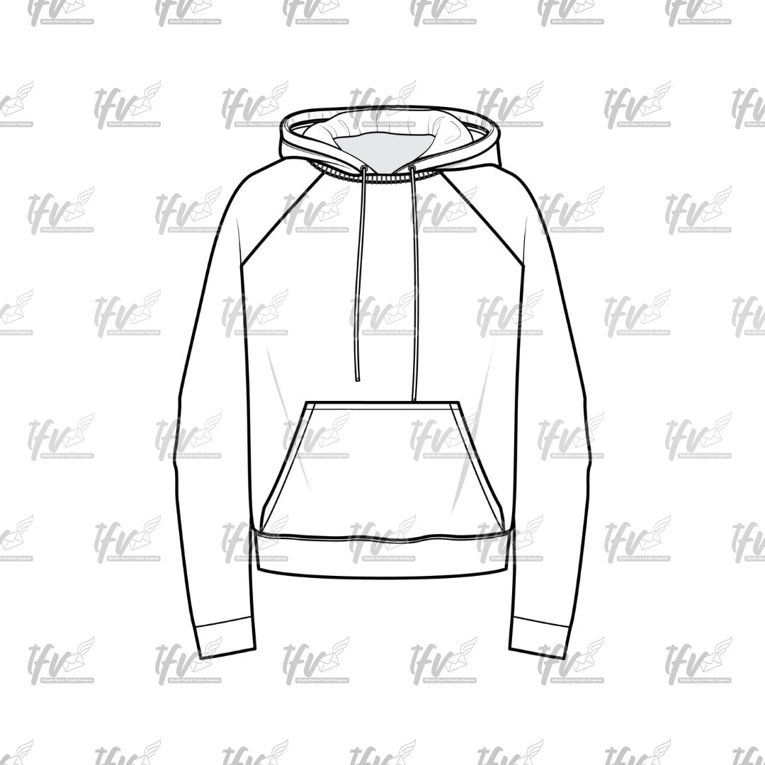 Pullover Hoodie Long Sleeve Mockup, Apparel Mockup, Vector Illustration, Technical Drawing, Tech Pack, Procreate Files, Digital Fashion Art