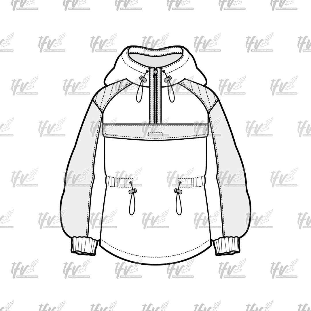 Pullover Hoodie Mocup, Streetwear Mockup, Apparel Mockup, Vector Illustration, CAD Drawing, Tech Pack, Procreate Files, Fashion Template