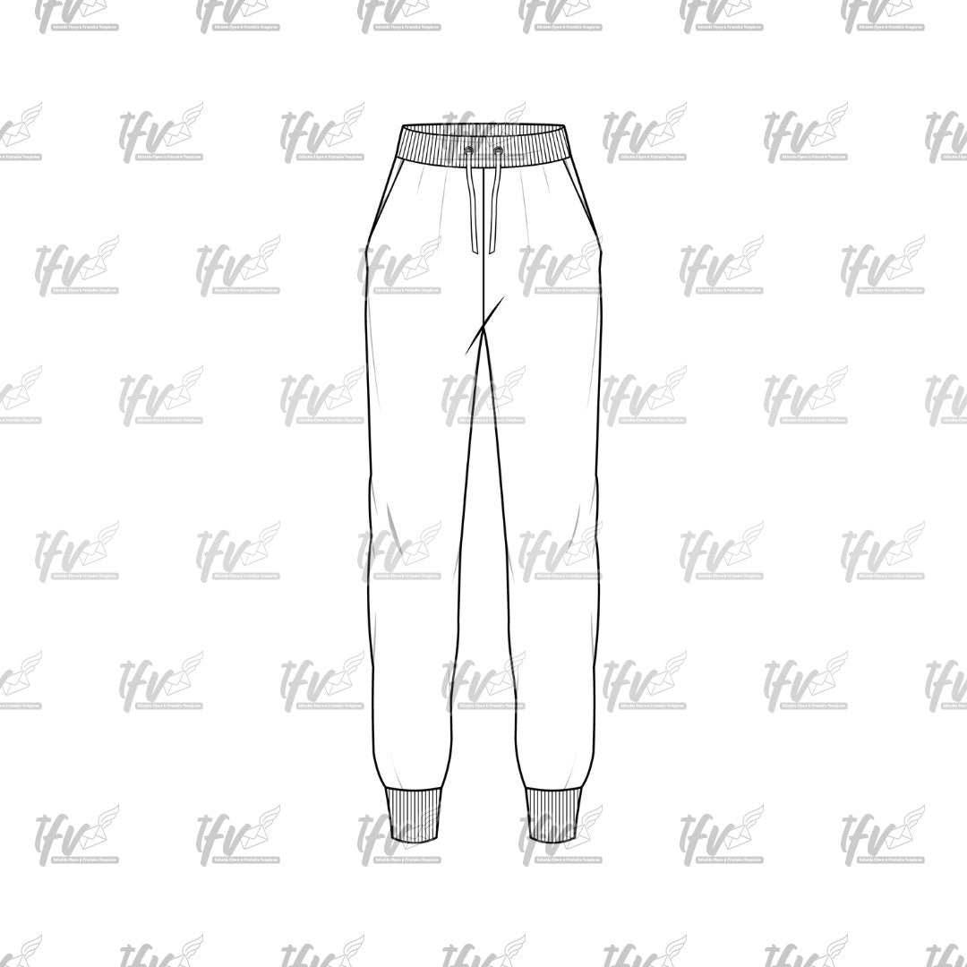 Straight Sweatpants, Streetwear Mockup, Apparel Mockup, Vector Illustration, Technical Drawing, Tech Pack, Procreate Files, Digital Fashion
