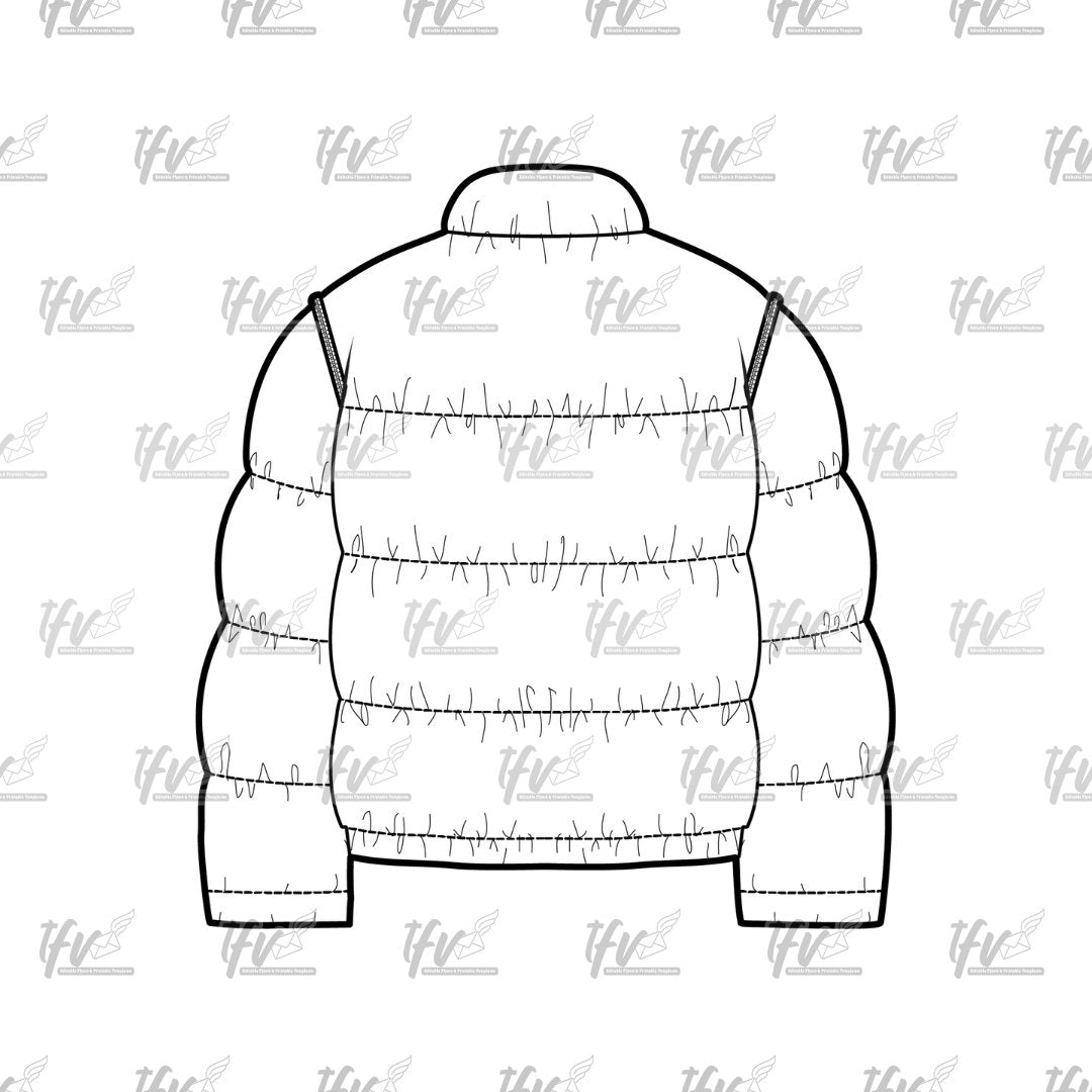Puffer Back Mockup, Puffer Mockup, Apparel Mockup, Vector Illustration, Technical Drawing, Tech Pack, Procreate Files, Digital Fashion Mock