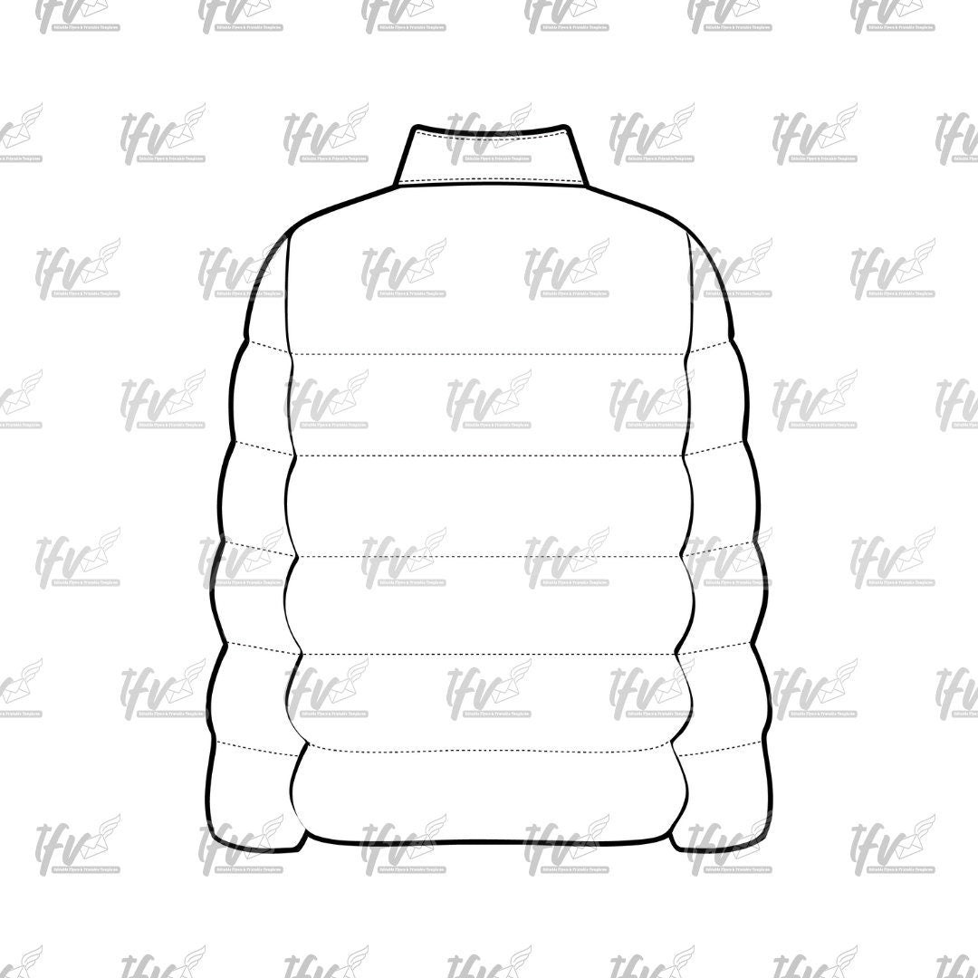 Streetwear Mockup, Bubble Jacket Back Apparel Mockup, Vector Illustration, Technical Drawing, Tech Pack, Procreate Files, Digital Fashion