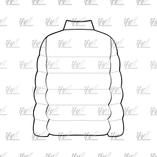 Streetwear Mockup, Bubble Jacket Back Apparel Mockup, Vector Illustration, Technical Drawing, Tech Pack, Procreate Files, Digital Fashion