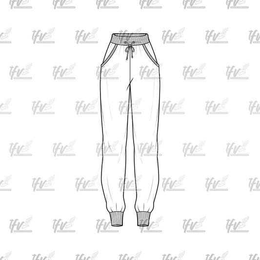 Womens Joggers, Athletic Mockup, Apparel Mockup, Vector Illustration, Technical Drawing, Tech Pack, Procreate Files, Digital Fashion Mockup
