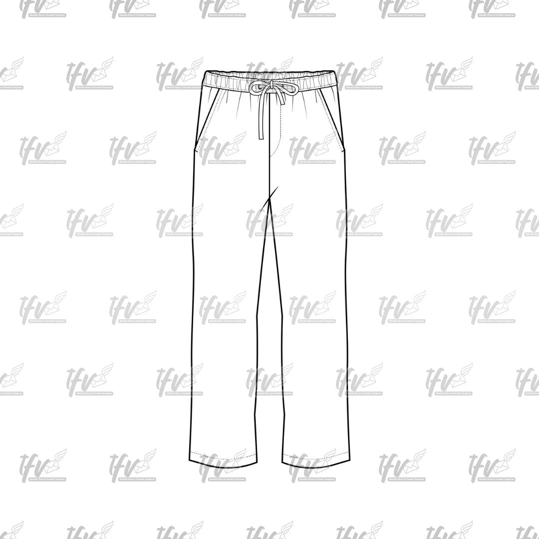 Loose Track Pants Mockup, Fashion Apparel Mockup, Vector Illustration, Technical Drawing, Tech Pack, Procreate Files, Digital Fashion Mockup