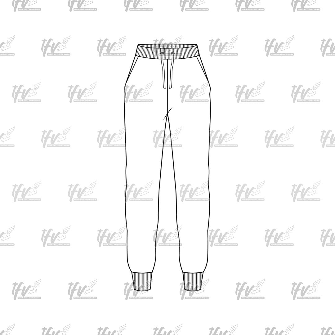 Straight Joggers Mockup, Streetwear Mockup, Apparel Mockup, Vector Illustration, Technical Drawing, Tech Pack, Procreate Files, Design File