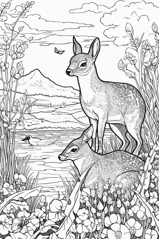 Wood Animals Coloring Page, Coloring Book Page, Adult Coloring Book Pages, Improve Focus, Improve Motor Skills, Adult Worksheet, Coloring 2