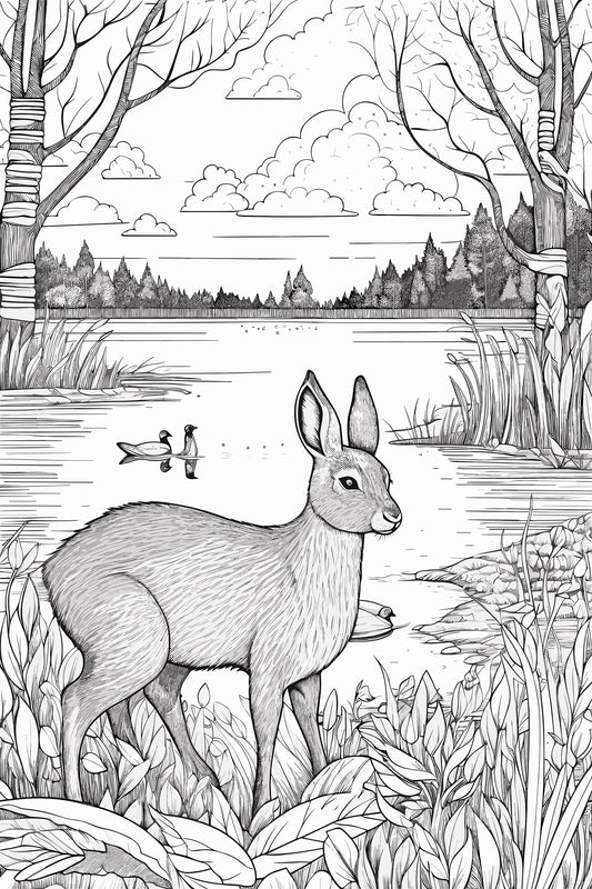 Wood Animals Coloring Page, Coloring Book Page, Adult Coloring Book Pages, Improve Focus, Improve Motor Skills, Adult Worksheet, Coloring 3