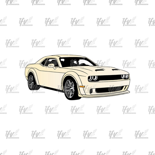 Cream Challenger Technical Drawing, Car Png, Dodge Car Svg, Dodge Svg, Car Decal, Challenger Car, Printable Cars, Car Illustration, Hellcat