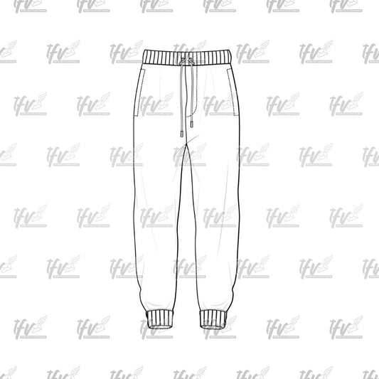 Joggers Streetwear Mockup, Apparel Mockup, Vector Illustration, Technical Drawing, Tech Pack, Technical Drawing, Digital Fashion Mockup