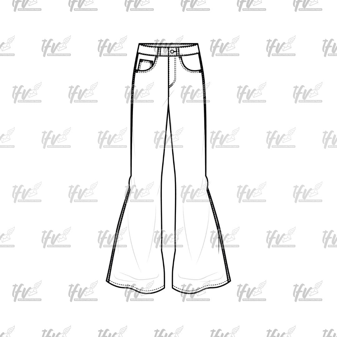 Bell Bottom Mockup, Streetwear Mockup, Apparel Mockup, Vector Illustration, Technical Drawing, Tech Pack, Procreate Files, Digital Fashion