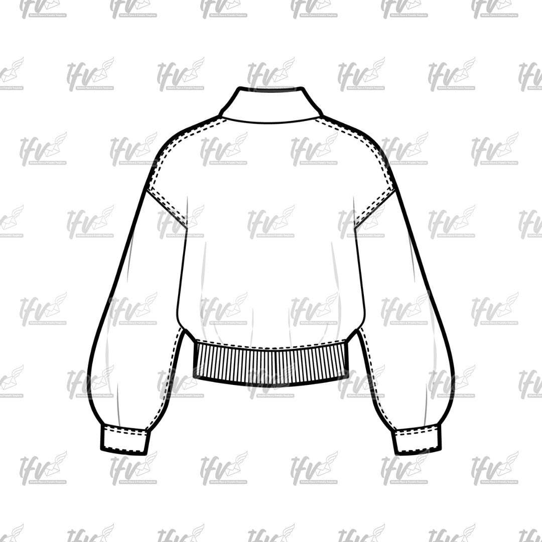 Ladies Designer Jacket Back Mockup, Apparel Mockup, Vector Illustration, Technical Drawing, Tech Pack, Procreate Files, Digital Fashion Art