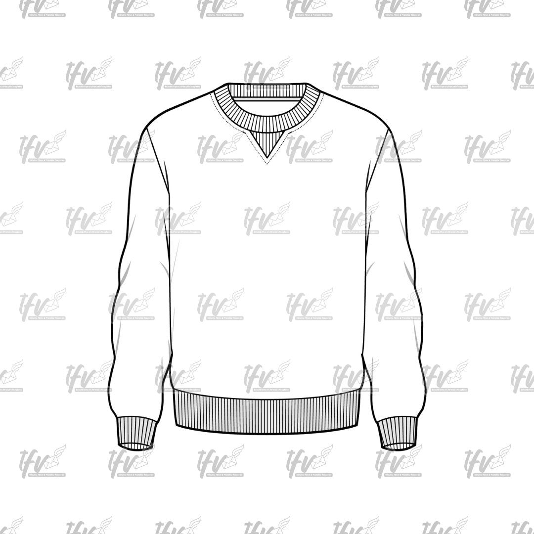 Designer Sweater, Streetwear Mockup, Apparel Mockup, Vector Illustration, Technical Drawing, Tech Pack, Procreate Files, Digital Fashion Art
