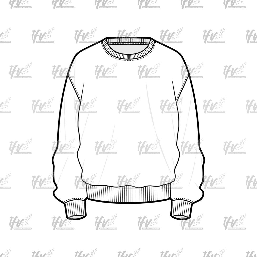 Crewneck Sweater Mockup, Long Sleeve Mockup, Apparel Mockup, Vector Illustration, Technical Drawing, Tech Pack, Procreate Files, Fashion Diy