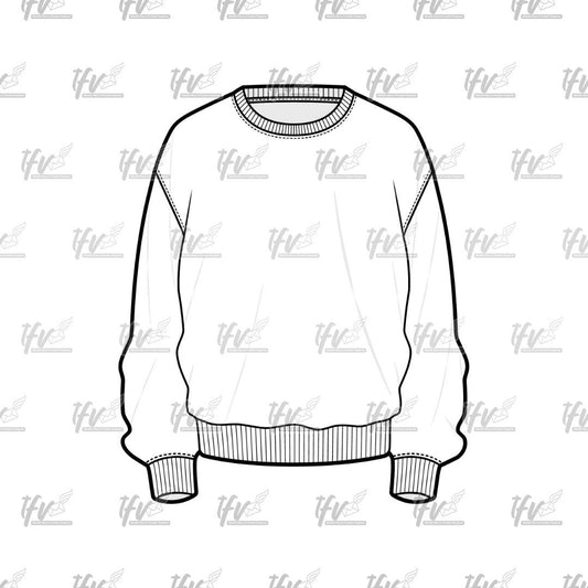 Crewneck Sweater Mockup, Long Sleeve Mockup, Apparel Mockup, Vector Illustration, Technical Drawing, Tech Pack, Procreate Files, Fashion Diy