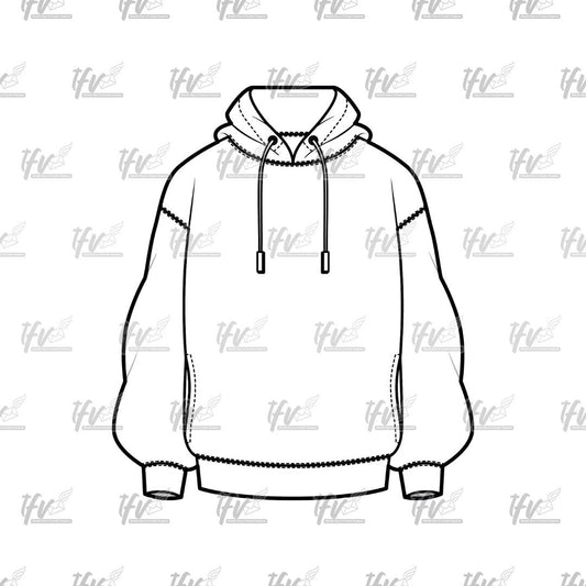 Hoodie with Drawstrings, Streetwear Mockup, Apparel Mockup, Vector Illustration, Technical Drawing, Tech Pack, Procreate Files, Digital Art