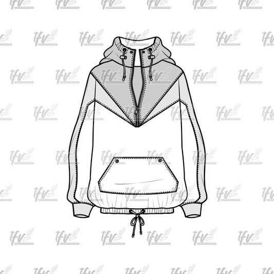 Athletic Pullover Hoodie Mockup, Apparel Mockup, Vector Illustration, Technical Drawing, Tech Pack, Procreate Files, Digital Fashion Mockup