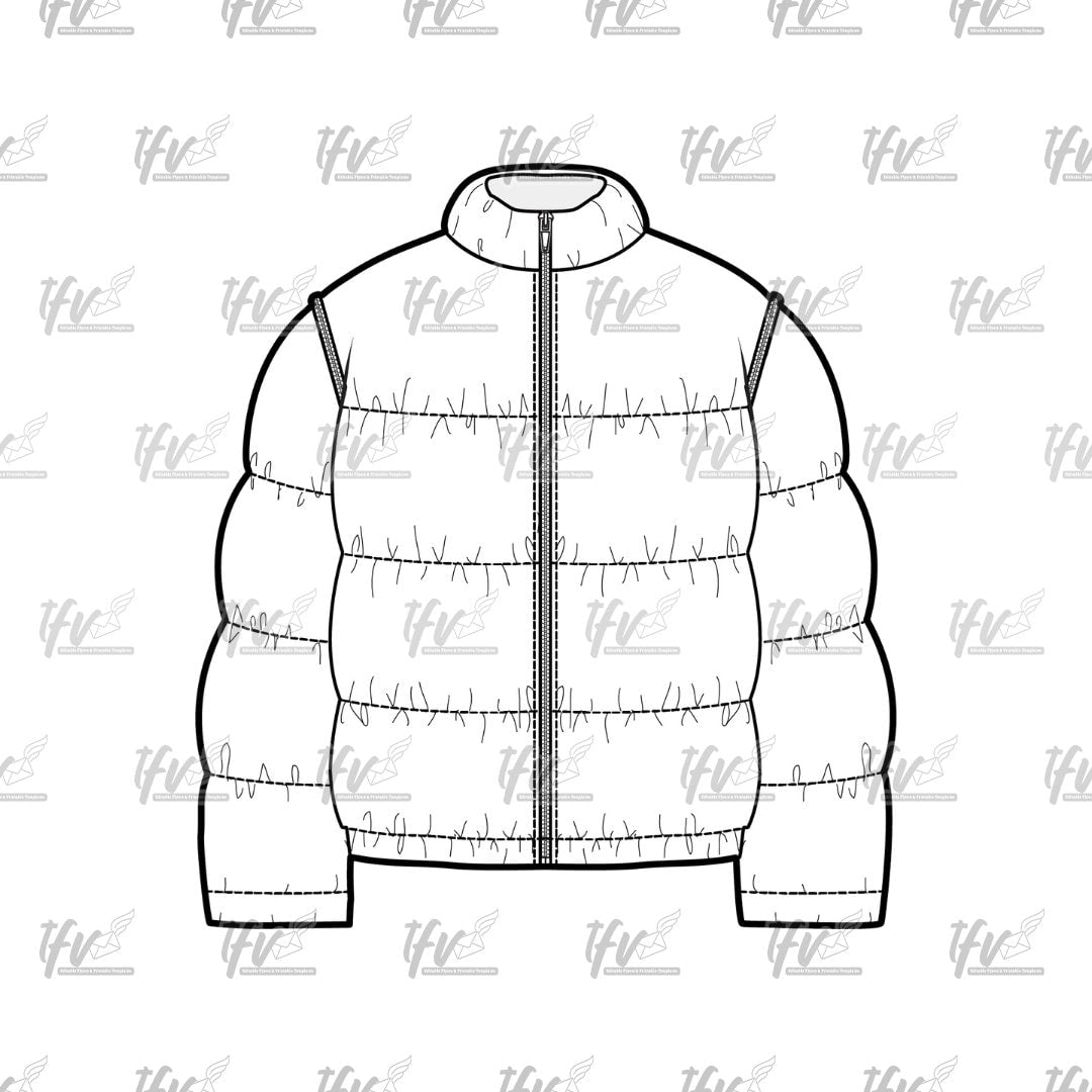 Puffer Jacket, Puffer Mockup, Apparel Mockup, Vector Illustration, Technical Drawing, Tech Pack, Procreate Files, Digital Fashion Mockup