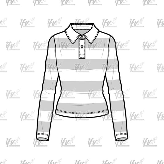 Womens Rugby Polo Mockup, Fashion Mockup, Apparel Mockup, Vector Illustration, Technical Drawing, Tech Pack, Procreate Files, Fashion File