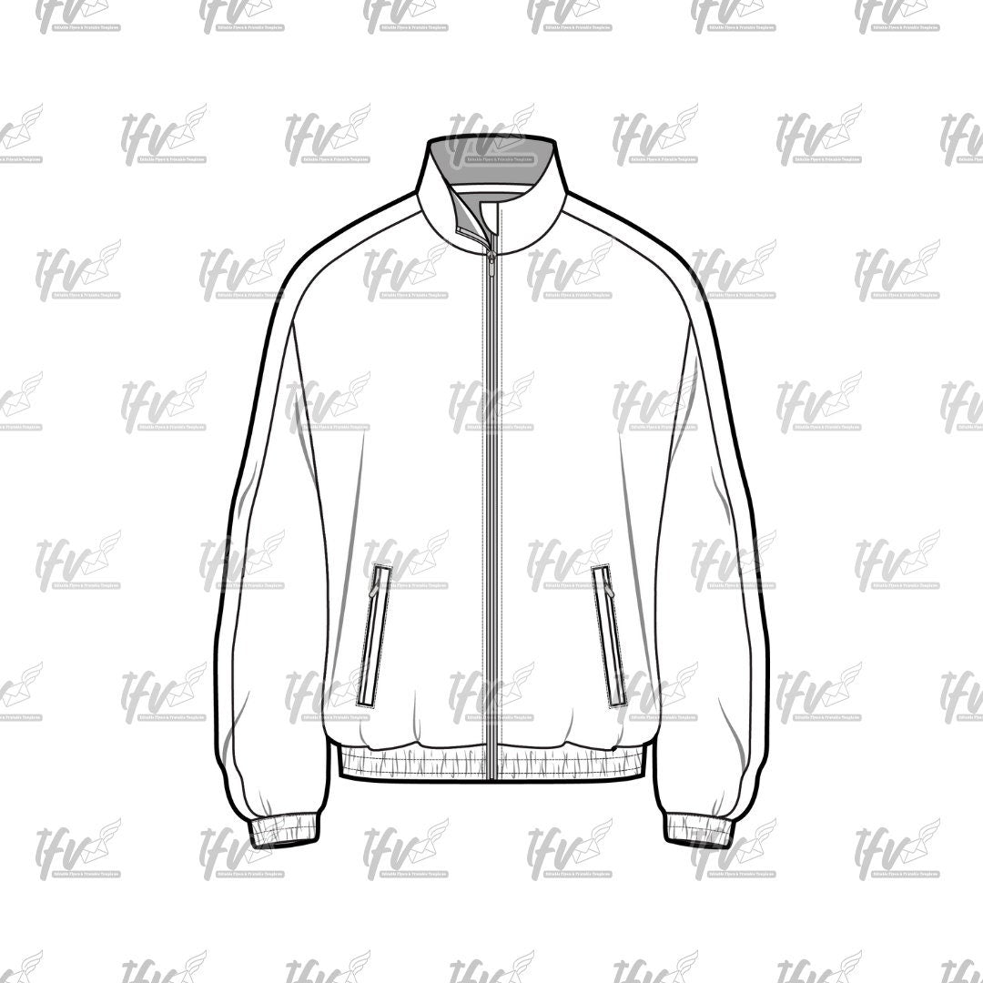 Track Jacket, Athletic Top Mockup, Apparel Mockup, Vector Illustration, Tech Drawing, Tech Pack, Procreate Files, Digital Fashion Mockup