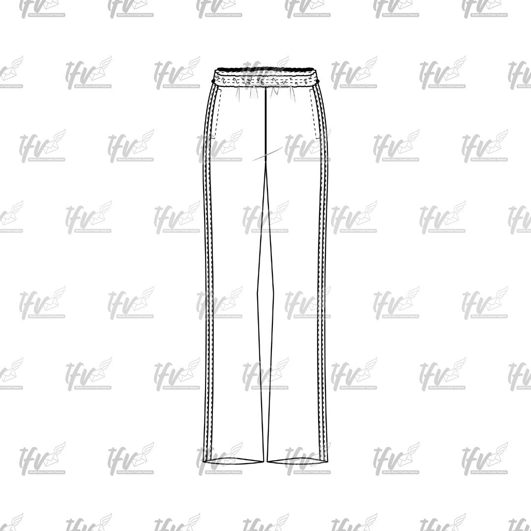 Back Track Pants, Athletic Mockup, Apparel Mockup, Vector Illustration, Technical Drawing, Tech Pack, Procreate Files, Digital Fashion File