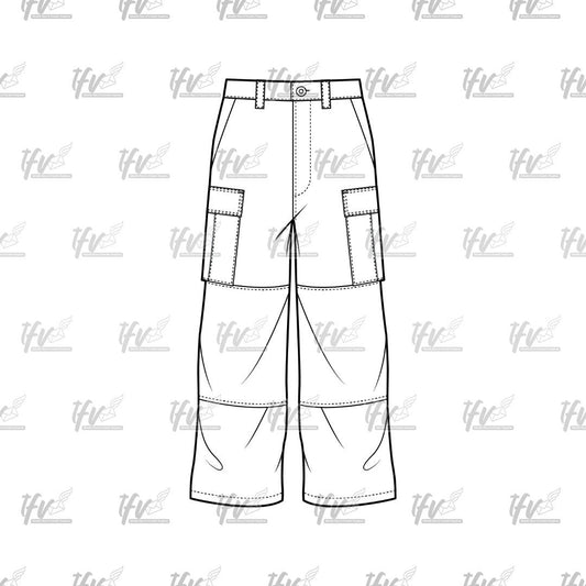 Cargo Pants, Work Pants Mockup, Apparel Mockup, Vector Illustration, Technical Drawing, Tech Pack, Procreate Files, Digital Fashion Mockup